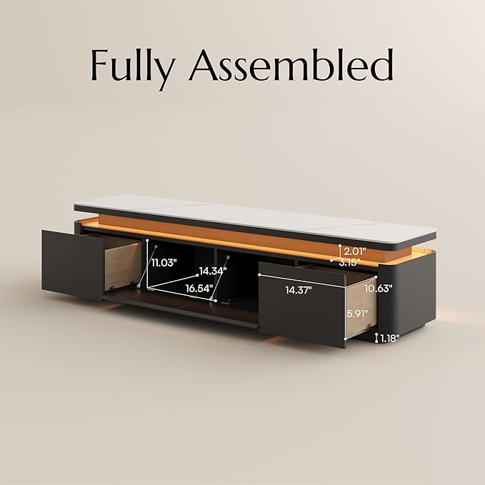 POVISON Fully Assembled 71" Mid-Century Modern TV Stand