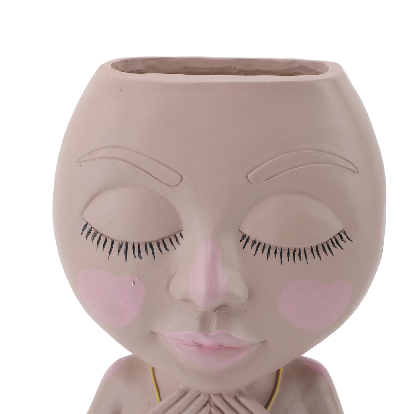 HaloVerde Resin Head Planter with Drainage for Plant Health, a Cute Girl Heads Succulent Flowerpot for Indoor Home Decor and Outdoor Garden Display