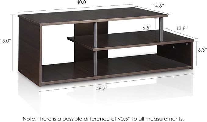 Furinno Econ Low Rise TV Stand, Espresso/Black