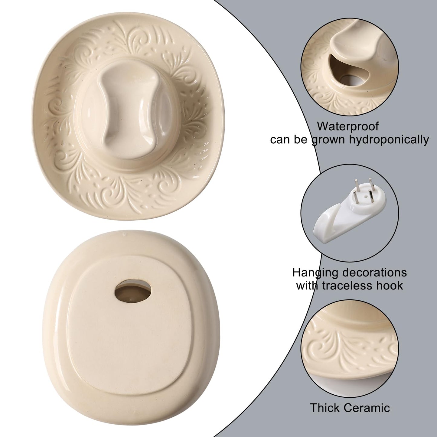 Hanging Wall planters for Indoor Plants, Ceramic Cowboy Wall vases for Flowers, for Bathroom, Living Room, Office, and Home Decor.7.9 x 7.2 x 2.4IN