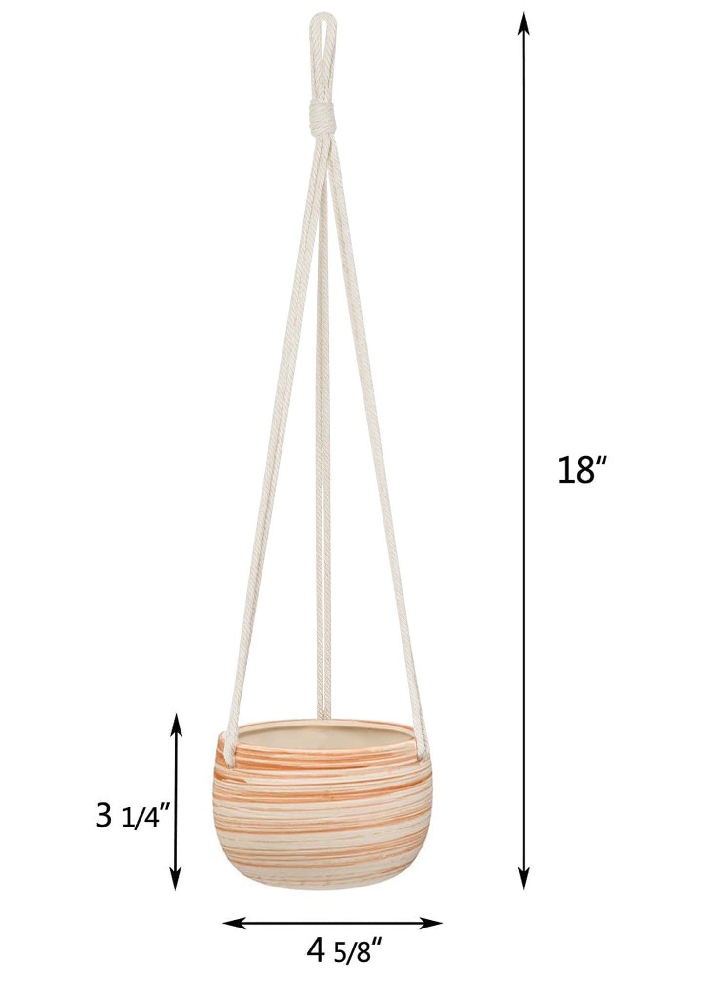 Mkono Ceramic Hanging Planter Macrame Plant Holder 5 Inch Cute Succulent Cactus Pot with Cotton Rope Hanger for Indoor Outdoor Decor, 2 Pack