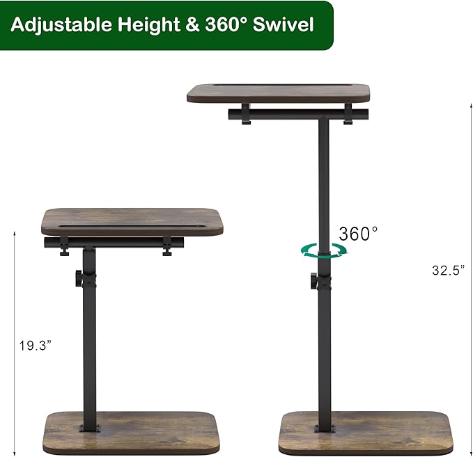 360° Swivel Sofa Side Table for Couch