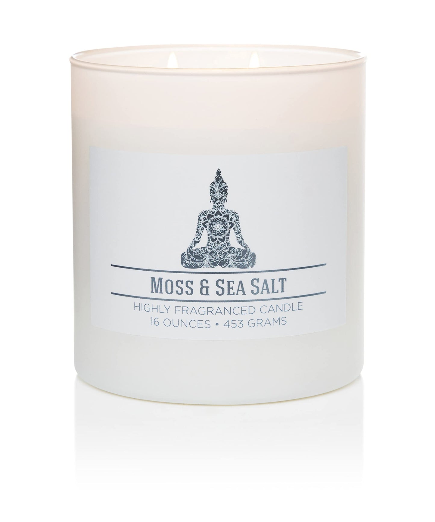 Carolina Moss & Sea Salt Scented Candle, 16 oz Wellness Relaxing Aromatherapy Candle, 2 Wick White Jar Soy Blend Wax, Candles for Home, 60H Burn - Made in The USA