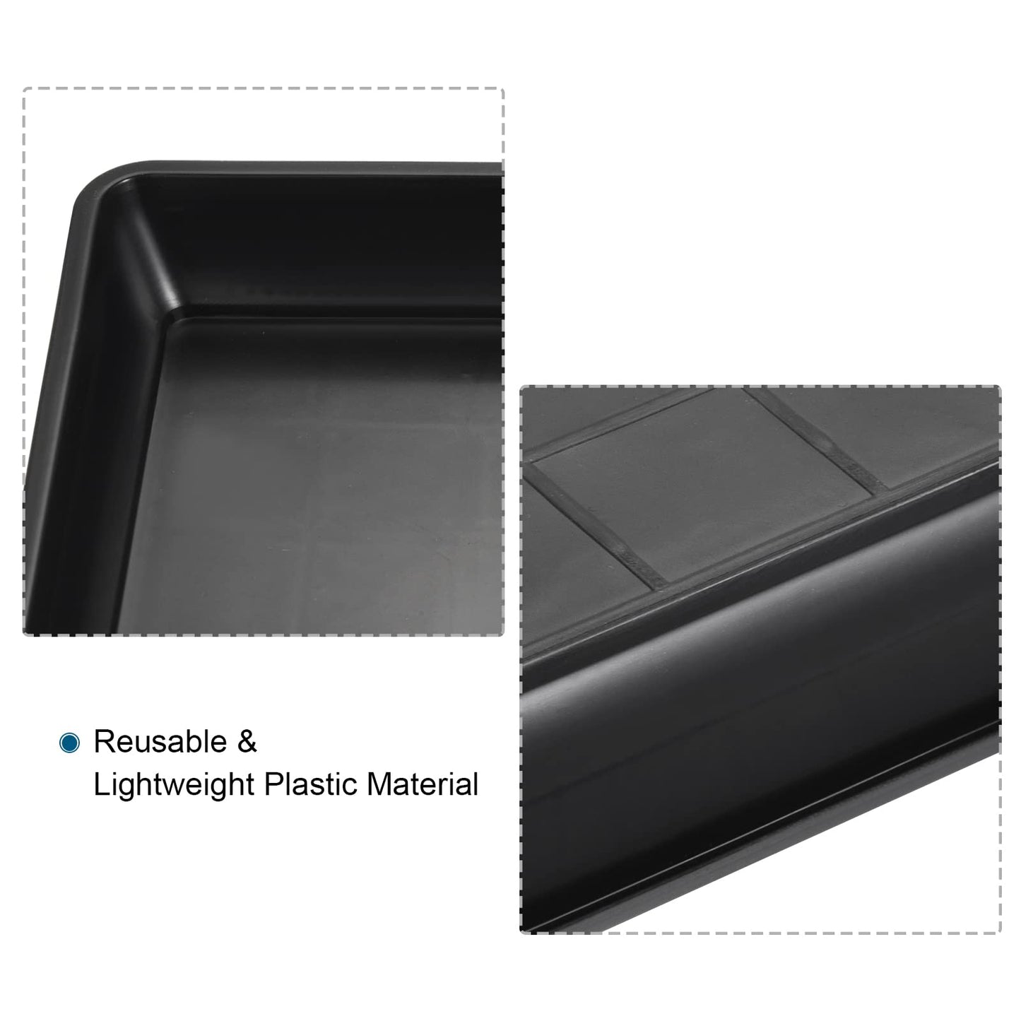 MECCANIXITY Plant Pot Saucer 6 Inch Plastic Square Flower Drip Tray for Indoor Outdoor, Black Pack of 10