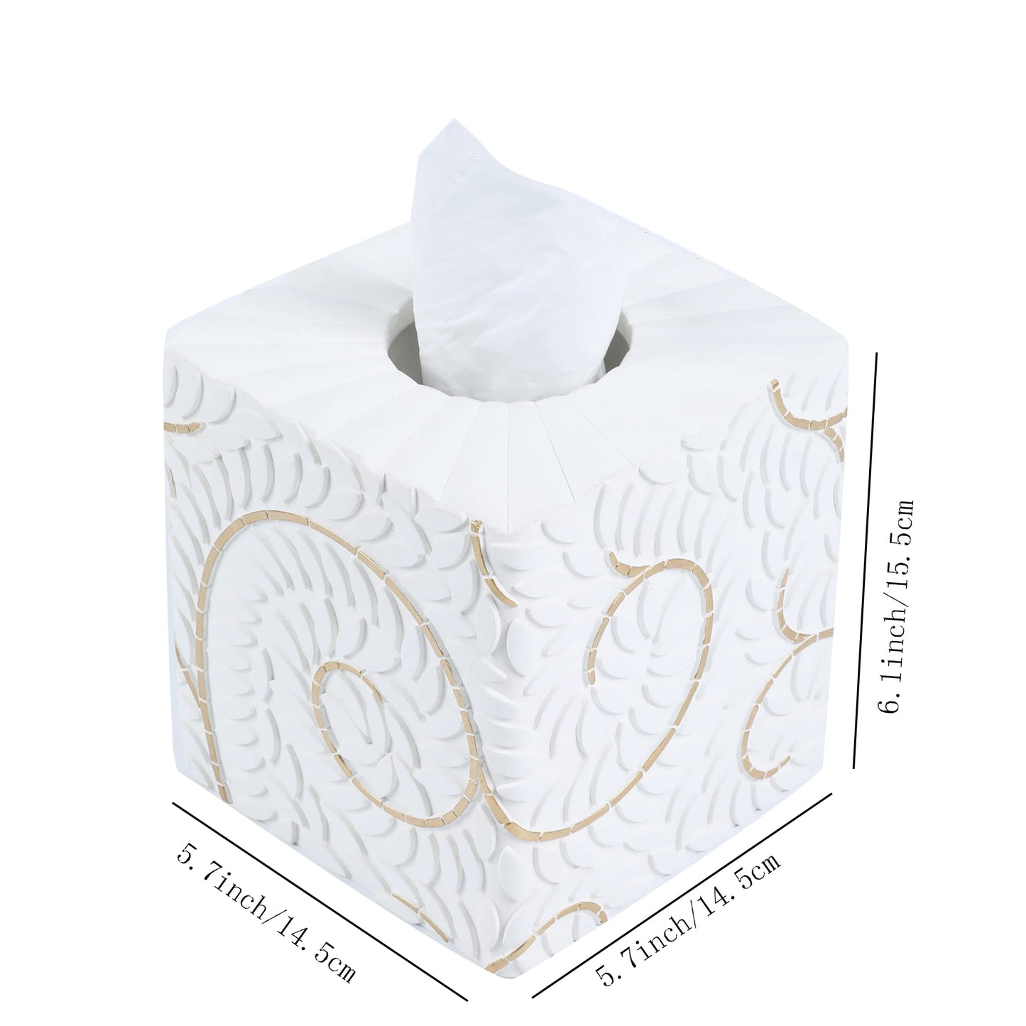 Hymmah Modern Square Tissue Box Cover Holder,Bathroom Accessories Decor Unique Design Tissue Box Cover for Bathroom Vanity Counter Tops Also Great for Bedrooms and Living Rooms