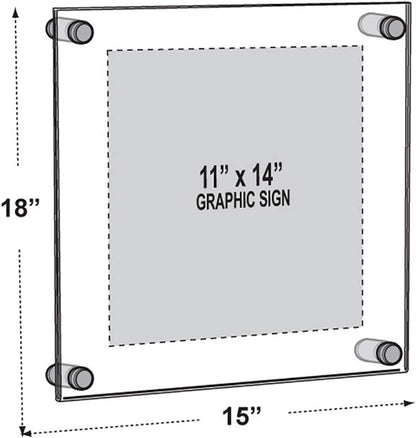 Azar Displays 105510-GLD Acrylic Floating Double Panel Wall Frame,11" x 14" Graphic Size, Overall Frame Size: 15" x 18", Gold