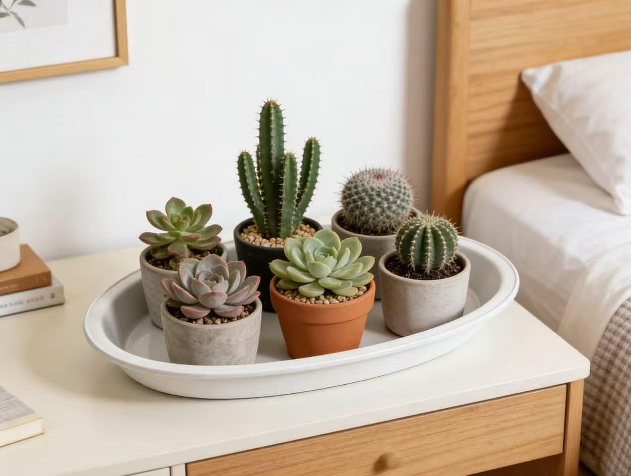 IWOWHERO 4Pcs Oval Plant Saucers Water Catcher Trays for Indoor Outdoor Flower Pots 11.22X7.28 Inches Plastic Planter Drip Tray for Home Garden Decor