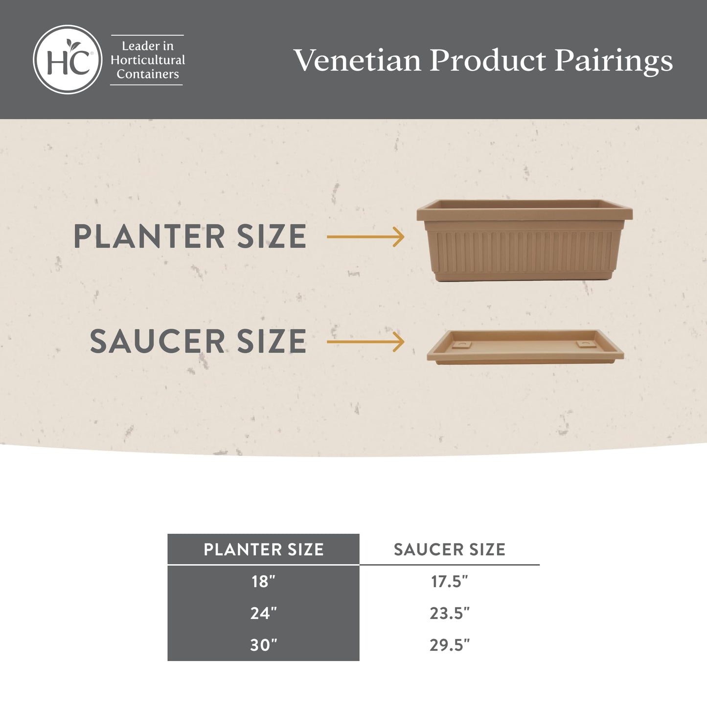 The HC Companies Venetian Rectangular Plant Tray - Lightweight Plastic Plant Saucer - Plant Drip Trays for Drainage -UV Resistant Pot Saucer for Indoor & Outdoor Use (23.5" Chocolate, Pack of 1)