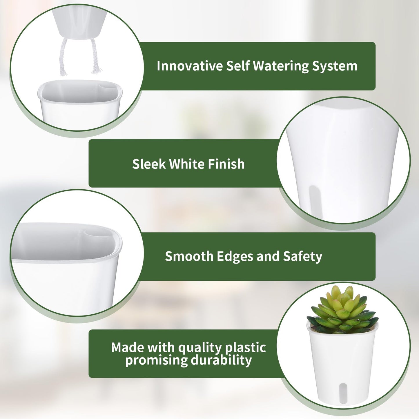 mekueeex 20 Pcs 3 Inch Self Watering Pots Self Watering Planters for Indoor Plants Plastic Self Watering Plant Pot Garden Flower Pots with Water Level Indicator Vents for Herbs ﻿