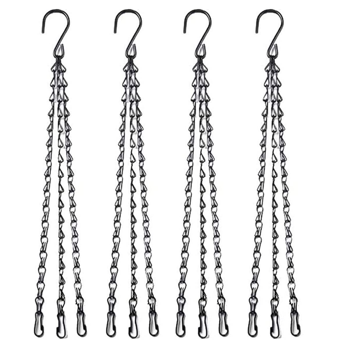 HHTHH 4pcs 24 inch Black Hanging Basket Chain with Hooks Flower Plant Pot Replacement Chain Hanger for Bird Feeders,Planters,Lanterns and Ornaments