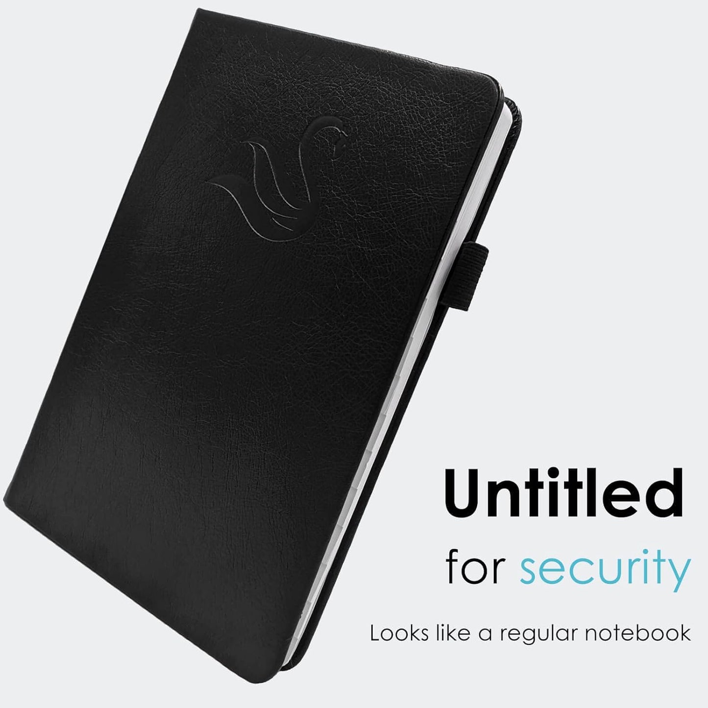Elegant Password Book with Alphabetical Tabs - Hardcover Password Book for Internet Website Address Login - 5.2" x 7.6" Password Keeper and Organizer w/Notes Section & Back Pocket (Black)