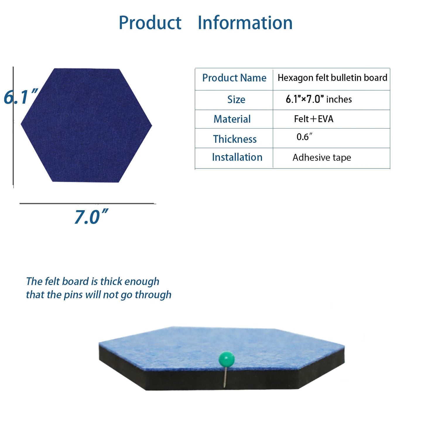 Afumazi 8Pcs Hexagon Felt Cork Board Tiles Self Adhesive Bulletin Board, Pin Board for Wall Decor Memos Photos Display (Set H)