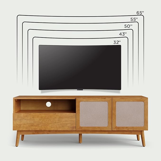 Calista TV Stand 1 Drawer 2 Door – Teak Brown Finish Media Console