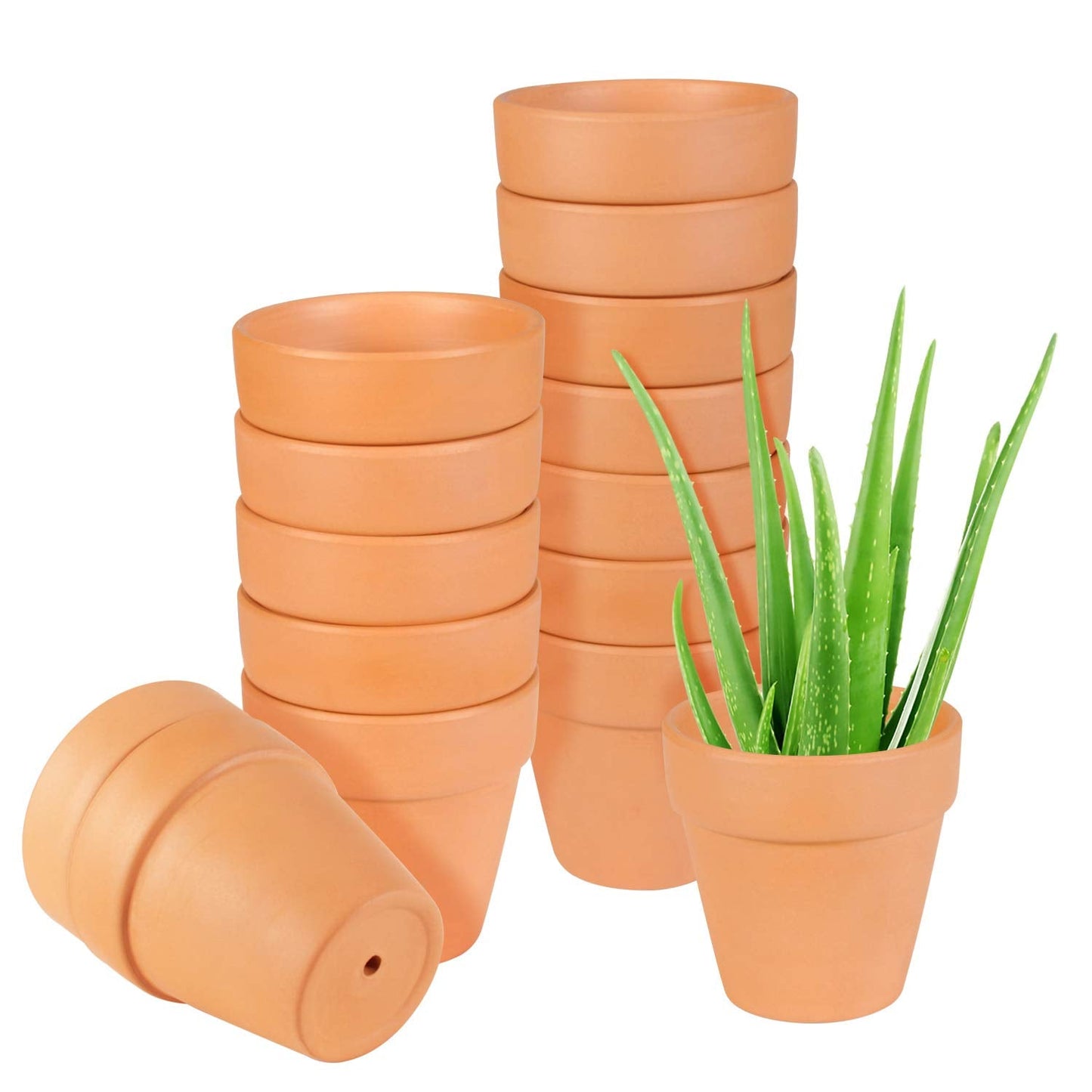 EHWINE Terracotta Pots 3 inch, 15 Pack, Clay, Succulent Pots, Cute Small Cactus, Flower Pots, Planters with Drainage, Indoor/Outdoor Usage