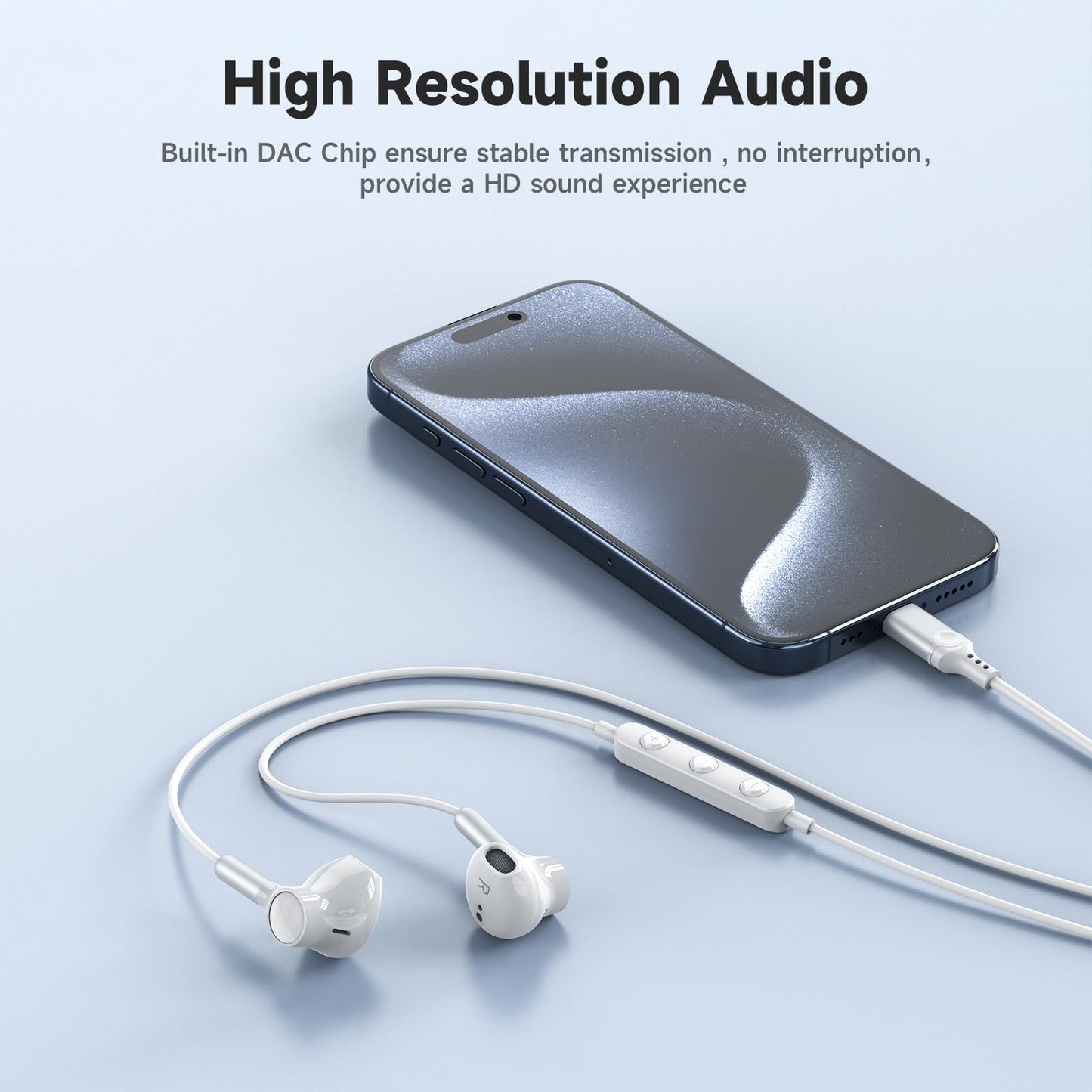 USB C Headphones for iPhone 16 Type C Earbuds Wired Earphones with Mic Volume Control HiFi Stereo for iPhone 15 Pro Max Plus iPad 10 Samsung Galaxy S24 S23 S22 S21 S20 Ultra Note 20 Google Pixel 8 7 6