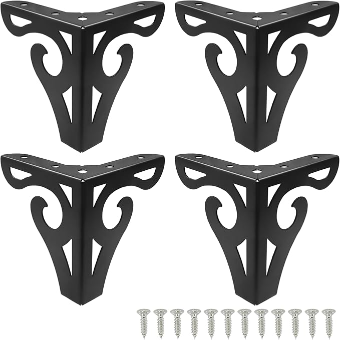 Piutouyar 4 Inch Hollow Out Furniture Legs Set of 4, Modern Triangle Couch Feet