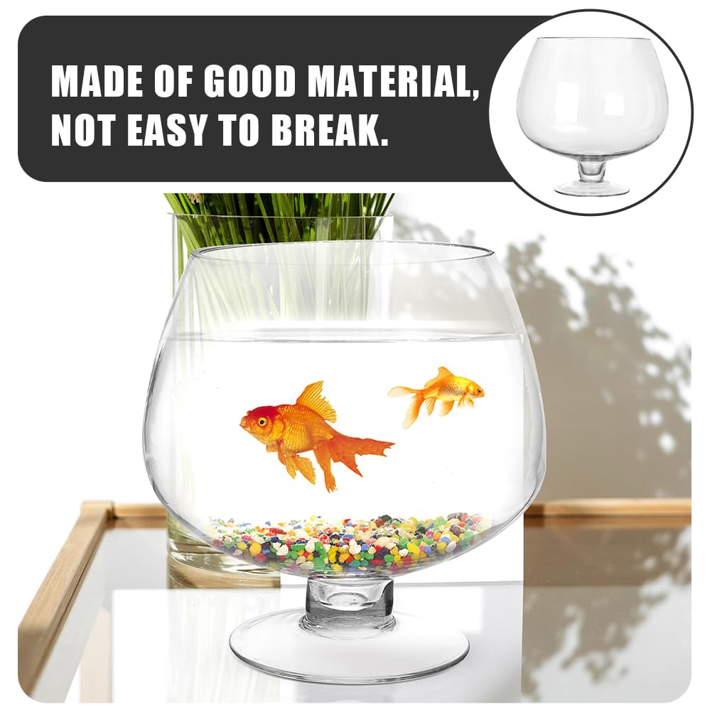 BESPORTBLE Glass Fish Bowl Vase - Clear Bubble Planter Terrarium Fish Bowl Wine Goblet Shaped Vase Transparent Hydroponic Bulb Floral Container