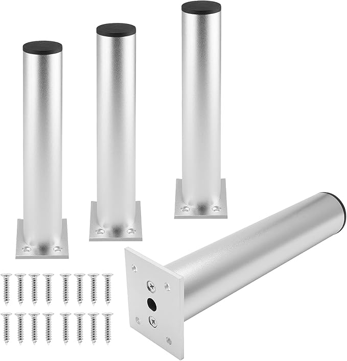 Set of 4 Furniture Legs 7.87 Inch, Adjustable Aluminum Alloy Cabinet Legs