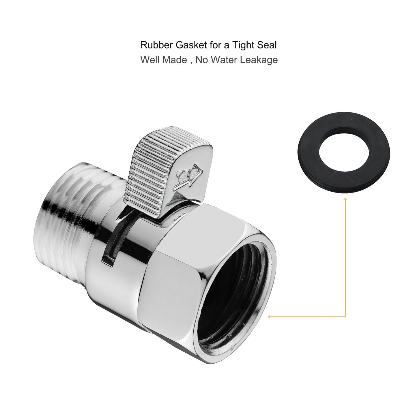 Chrome Water Flow Control Valve, G1/2" Shower Head Flow Control Valve, Brass Shut Off Valve for Handheld Shower, Water Pressure Regulator Replacement for Shower System