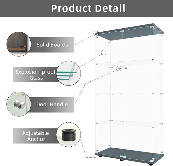 LFT HUIMEI2Y Glass Display Cabinet 4-Shelf