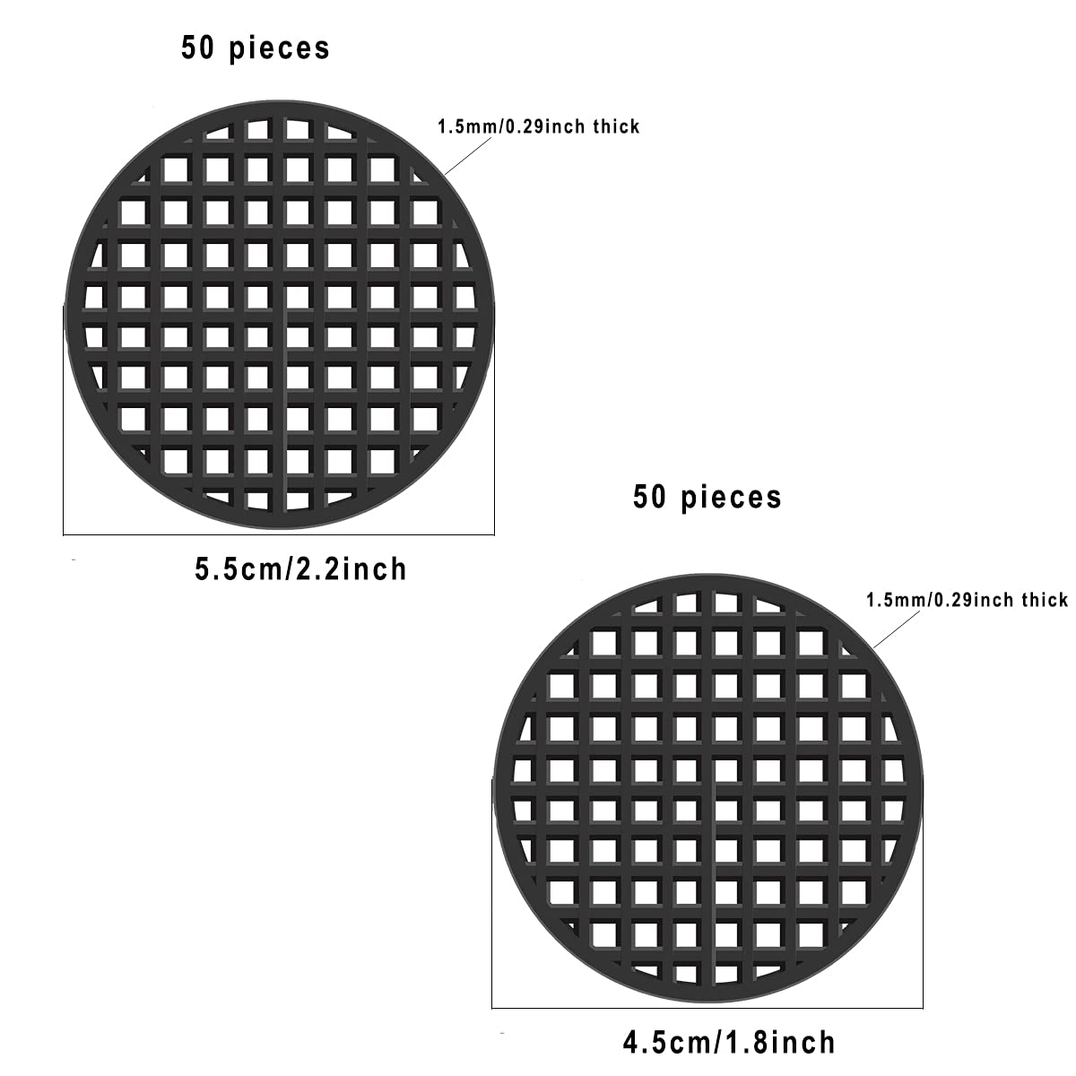 zhongjuekj, Plastic Round Bonsai Pot Mesh Pad, 3 Styles, 120PCS, Black, Outdoor, Drainage, Garden Pots