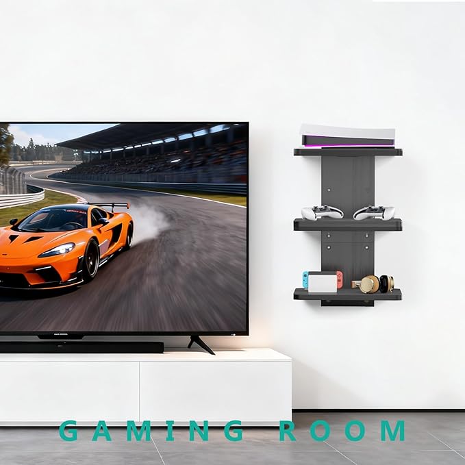 WALI Floating TV Shelf, 3 Tier Projector Shelf