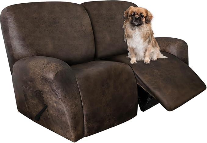 ANARACHON Leather Look Loveseat Recliner Covers Stay in Place 6-Piece Recliner