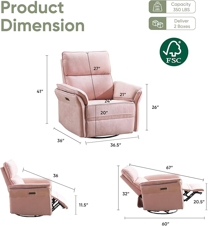 Power Swivel Rocker Recliner, Glider Recliner Nursery Chair