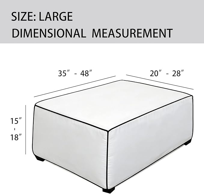Super Stretch Ottoman Cover- Soft Form Fit Ottoman Cover Rectangular Ottoman
