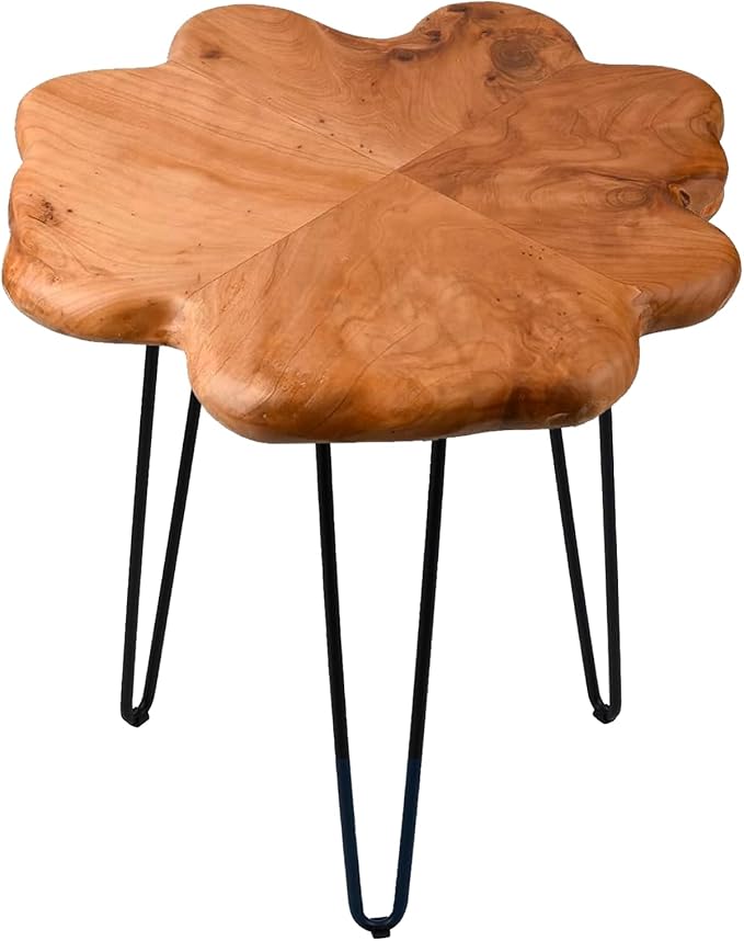 19.5 Inch Live Edge Side Table, Wood Small End Table