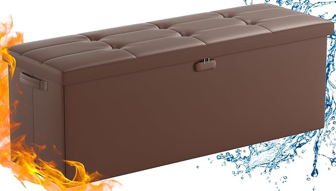 ENGPOW Storage Ottoman, Fireproof Folding Bench