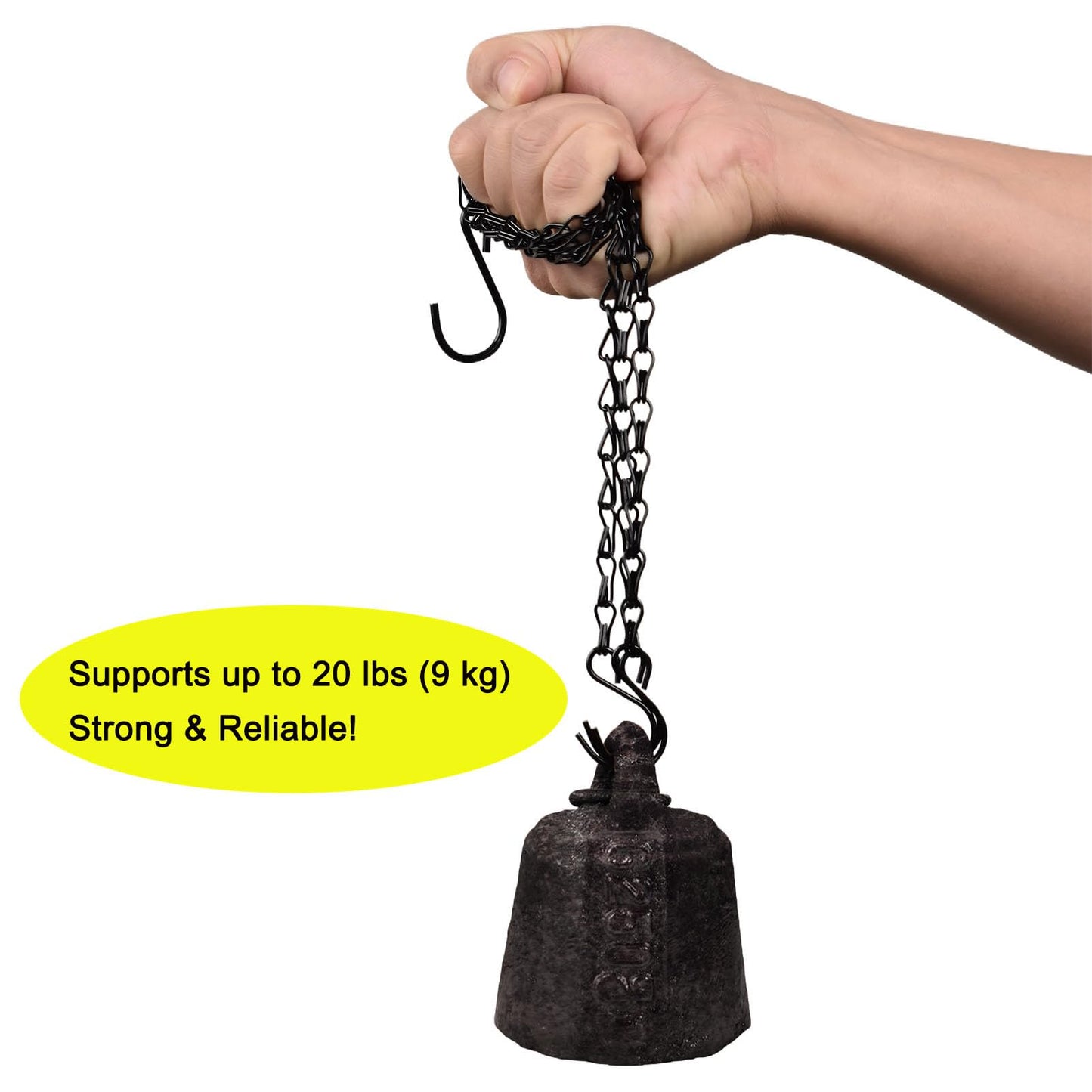 Sersberg Hanging Basket Chain,22 Inch Black Hanging Chain,Chain for Hanging Plants with Hooks for Bird Feeder Hanging Planter Porch Wind Chime (Black, 22 Inch-5PCS)