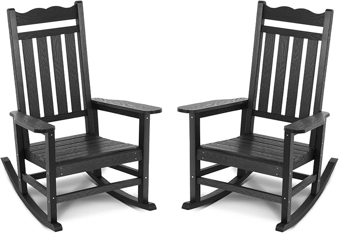 Stoog All-Weather Outdoor Rocking Chairs Set of 2, Oversized Rocking Chairs