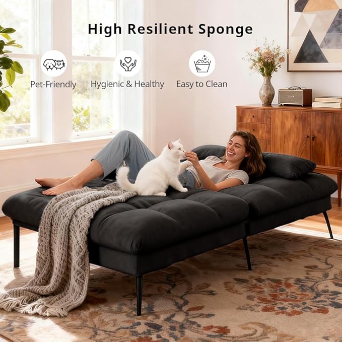 COMHOMA Convertible Futon Sofa Bed, 72″Fabric Futons Couch