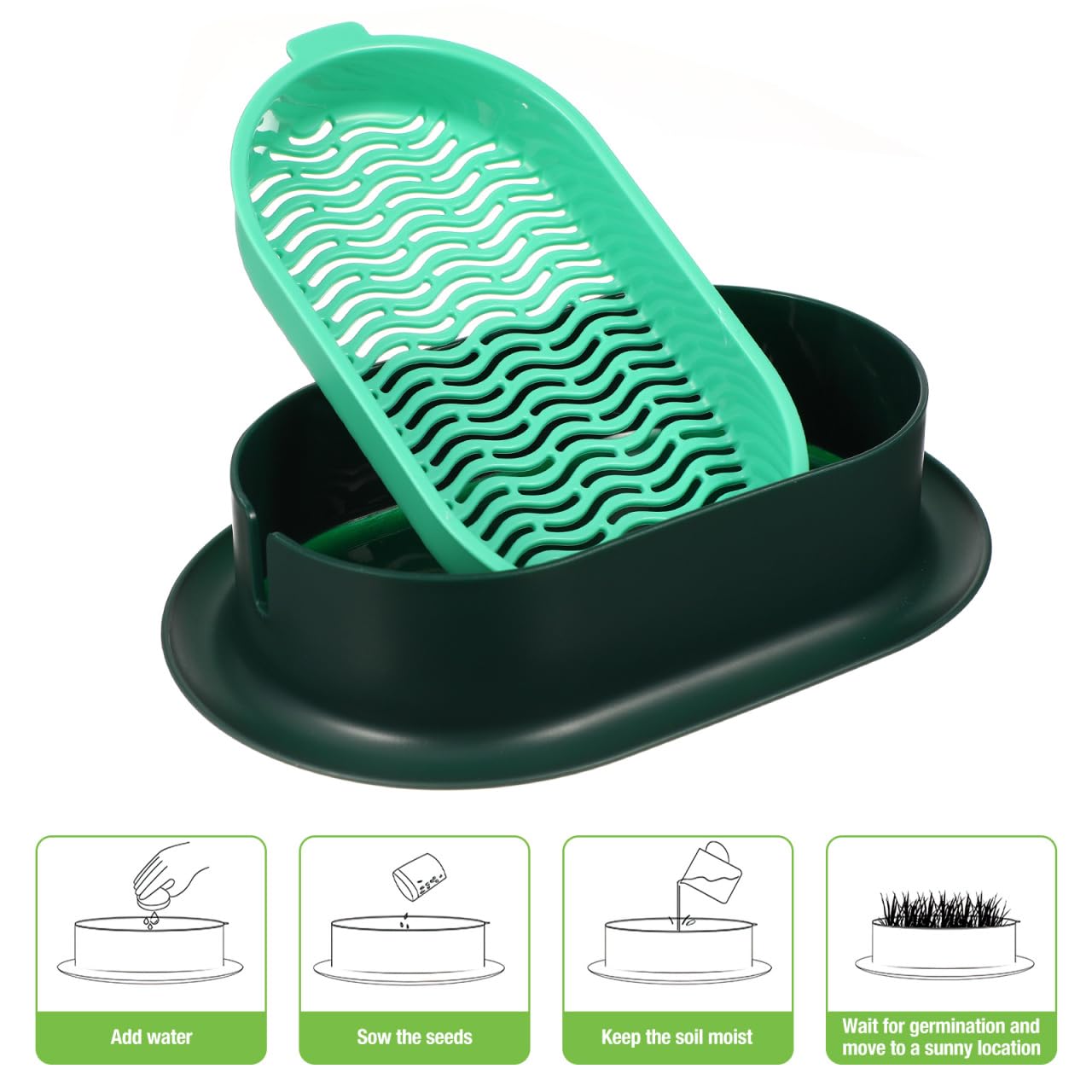 Ipetboom Cat Grass Planters Indoor Hydroponic Soilless Growing Box with Large Water Reservoir Practical Cat Grass Pot for Easy Home Cultivation 7.44X4.84X1.77In