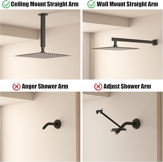 BESy 16 Inch Rain Shower Head, 16" Square Rainfall & High Pressure Stainless Steel Bath Showerhead, 1/16" Ultra Thin, Waterfall Full Body Coverage with Silicone Nozzle, Oil Rubbed Bronze Finish