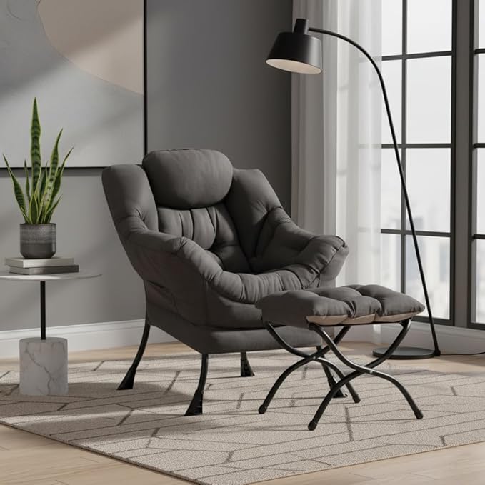 Lazy Chair with Ottoman, Modern Accent Chair Contemporary Sofa Chair with