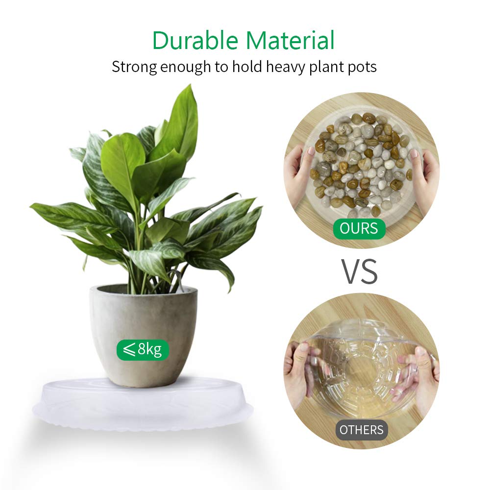 JOYSEUS Plant Saucers - 6 Pack of 13 Inch - Durable Plastic Plant Tray for Flower Pots, Clear Plant Saucer for Indoor Plants Pots & Outdoor Plants (6 Pack)