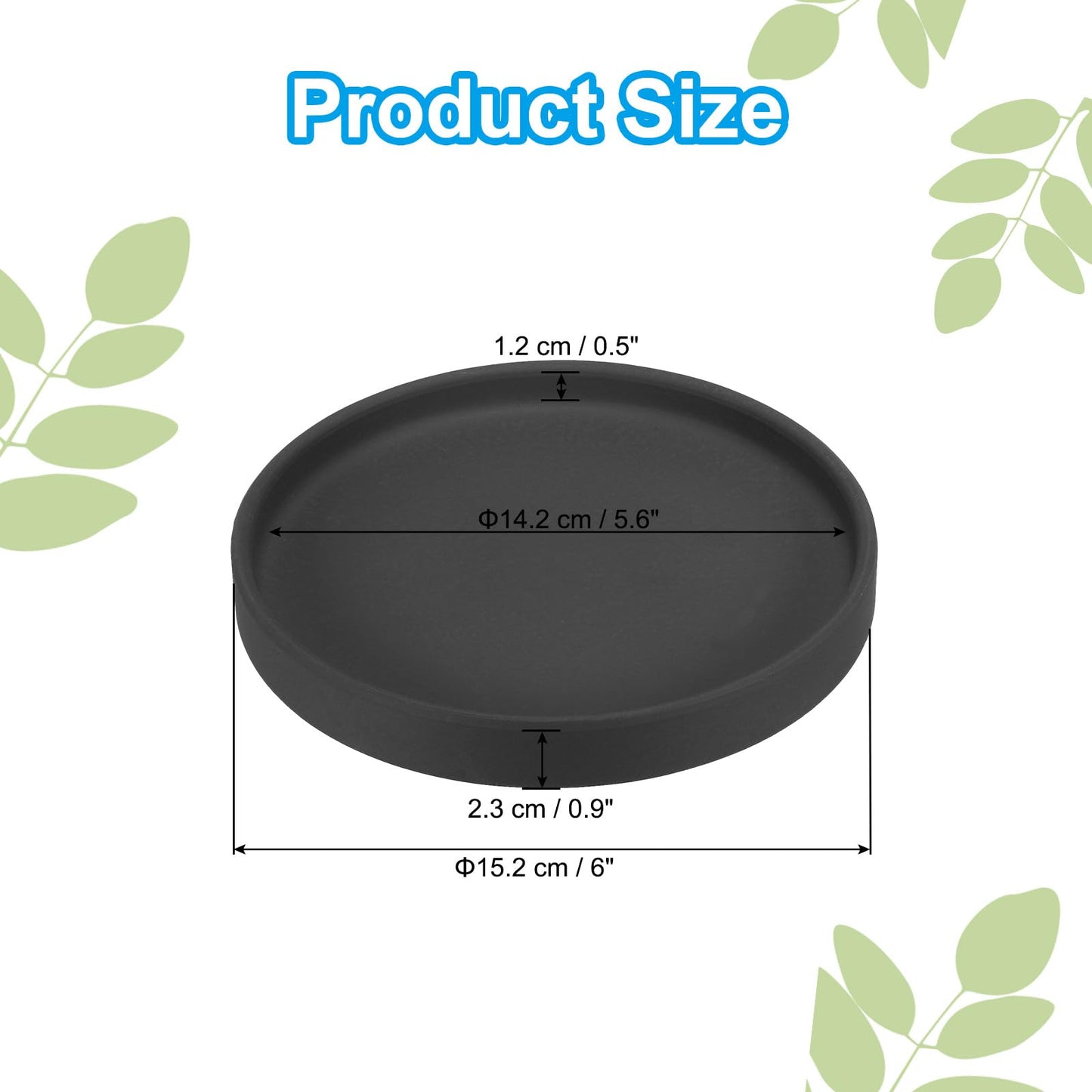 PATIKIL 6 Inch Round Ceramic Plant Saucer, Plant Saucer Tray Flower Planter Drip Tray for Indoors Outdoors Patio Balcony, Black
