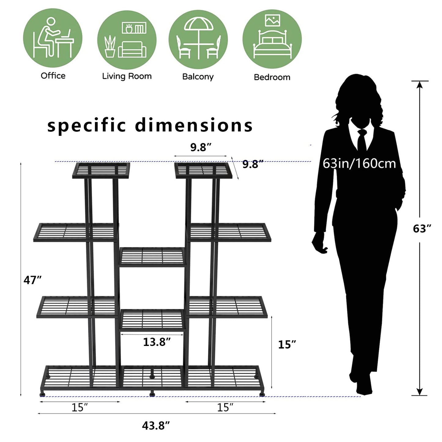 Twhep Heavy Duty Metal Plant Stand, large Multifunctional Plant Stand for Indoor Outdoor, for Tall Large Rack for Living Room Garden Balcony, Black(9 Tier)