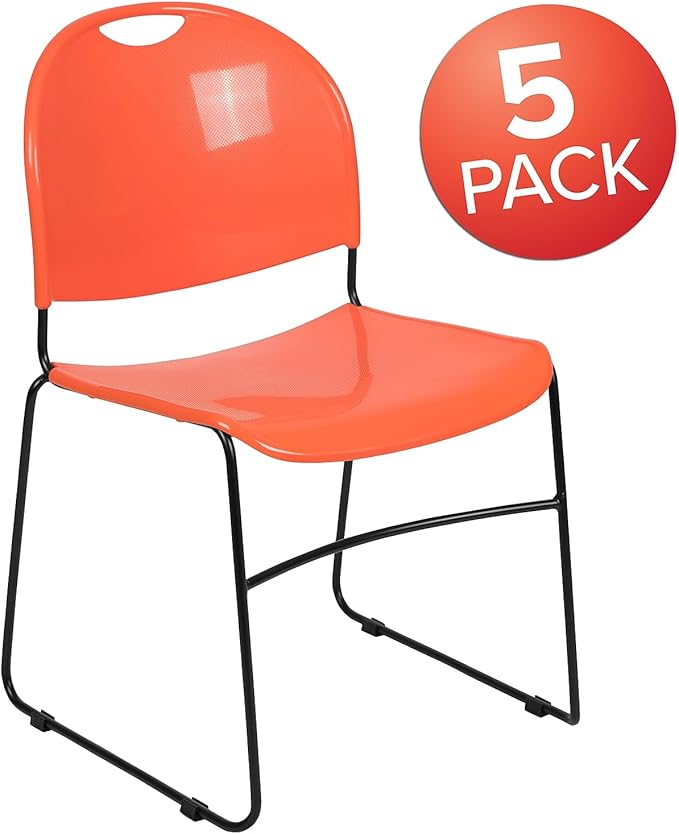 Flash Furniture HERCULES Series 5 Pack 880 lb. Capacity Orange Ultra-Compact