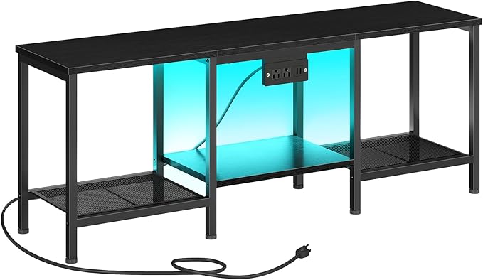 HOOBRO TV Stand with Charging Station to 55 Inches, LED Entertainment Center