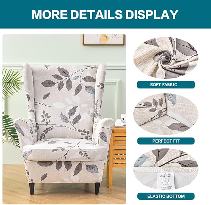 KRFOONN Wingback Chair Covers Slipcovers 2 Piece Stretch Wing Chair Covers