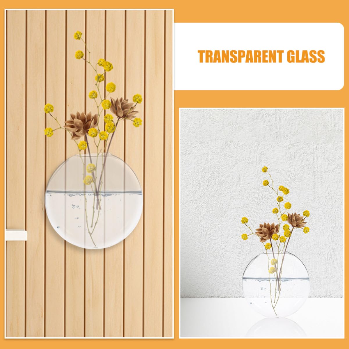 BESPORTBLE 2pcs Wall Hanging Glass Terrarium Vase for Hydroponic Plants, Flat Glass Propagation Bowl, Indoor Plant Holder for Home and Office Décor