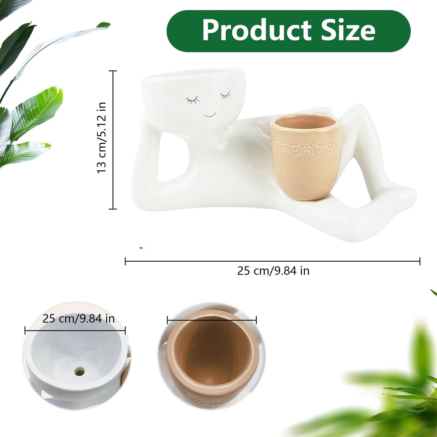 Lazy Guy Planter, Lazy Little Character Flowerpot, Relaxing Person Holding Pot Planter, Funny Plant Pots Unique Shape Pot for Succulents Cactus with Drainage Hole for Home Garden Decor (Yellow)