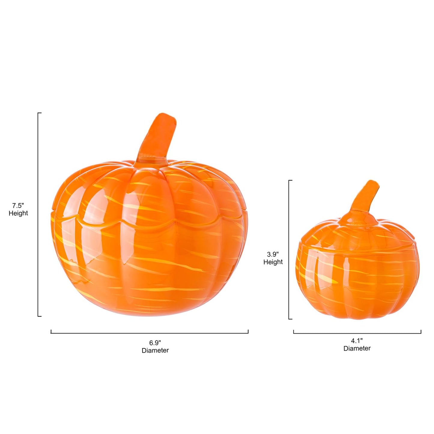 Crystal Pumpkin Jar with Cover, Glass Decorative Wedding Candy Bowl Snack Candy Dish Storage with Lid Organizer Canisters Home Decor Fall Thanksgiving Halloween Party Centerpieces (L, Orange)