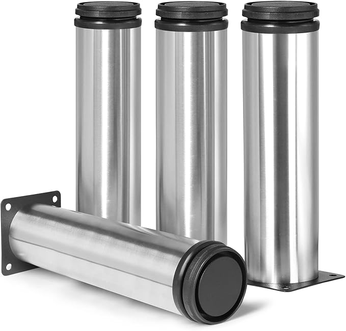 8 Inch Metal Furniture Legs Stainless Steel Adjustable Legs Silver Metal Legs