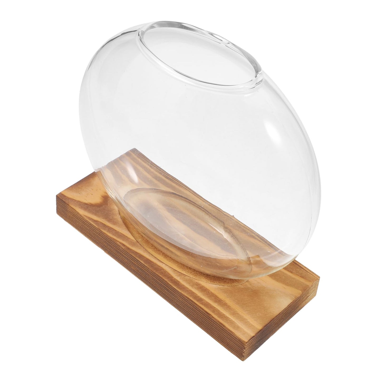 KESYOO Creative Hydroponic Vase with Transparent Glass Pot and Wooden Base for Soilfree Plant Propagation Indoor Terrarium and Elegant Flower Display Easy Setup and Maintenance