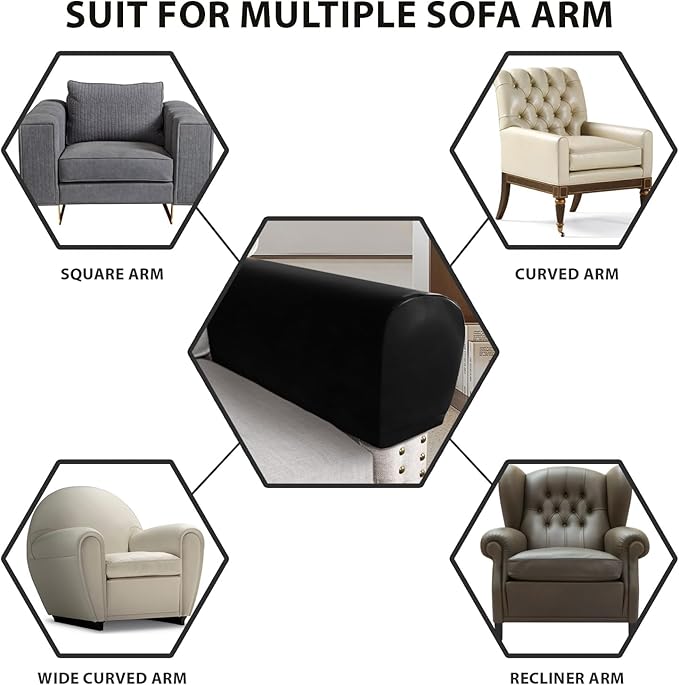 PU Leather Armrest Covers for Sofa Couch Arm Slipcover Set of 2 Stretch