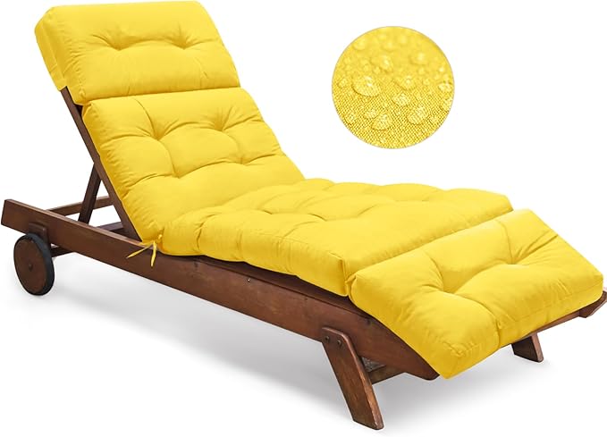 Waterproof Outdoor Chaise Lounge Chair Cushion 74.4 x 22 x 4.7 Inches Memory